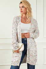 Heathered Open Front Long Sleeve Cardigan