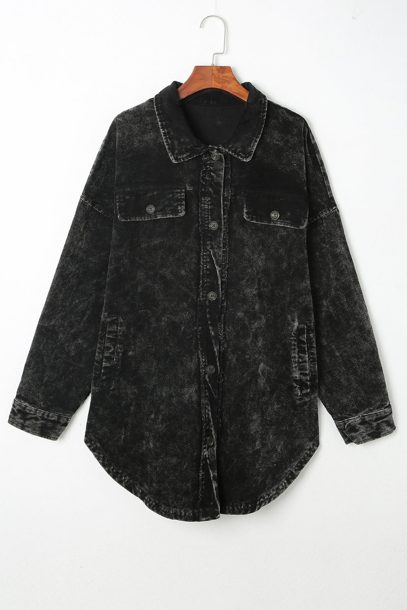 Washed Button Down Dropped Shoulder Jacket