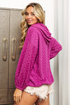 BiBi Brushed Checker Drawstring Long Sleeve Hoodie