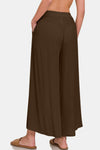 Zenana Woven Wide Leg Pants With Pockets