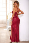 Lace-Up Sequin Spaghetti Strap Dress
