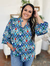 Double Take Full Size Printed Balloon Sleeve Blouse