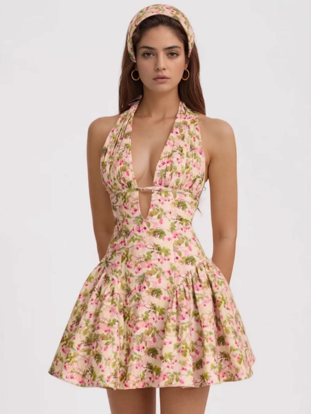 Floral Halter Neck Mini Dress – Boutique Darling