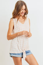 Cotton Bleu by Nu Label Sleeveless Front Tie Striped Top