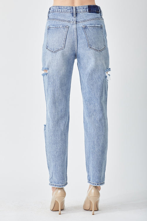 RISEN Distressed Slim Cropped Jeans