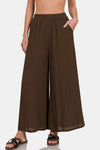 Zenana Woven Wide Leg Pants With Pockets