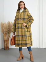 Plaid Double-Breasted Long Sleeve Longline Coat