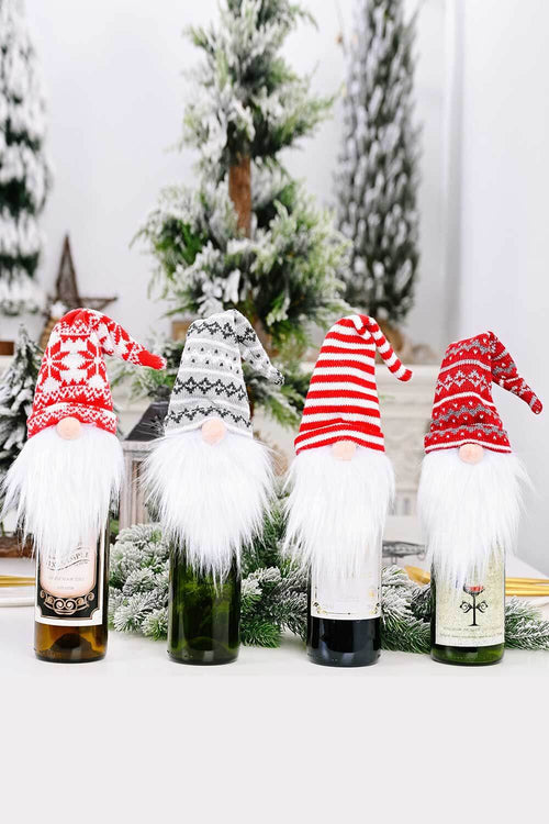 4-Pack Christmas Faceless Gnome Wine Bottle Covers