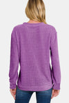 Zenana Chenille Waffle Round Neck Sweater