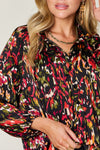 Double Take Full Size Printed Button Up Long Sleeve Shirt