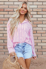 Striped Collared Neck Long Sleeve Shirt