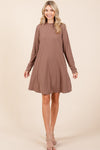 Mittoshop Mock Neck Long Sleeve Dress with Pockets