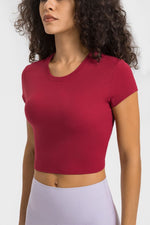 Millennia Round Neck Short Sleeve Cropped Sports T-Shirt