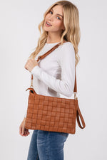 Fame Faux Leather Basket Weave  Crossbody Bag