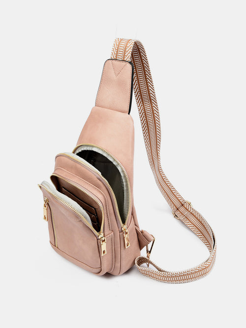 PU Leather Adjustable Strap Crossbody Bag