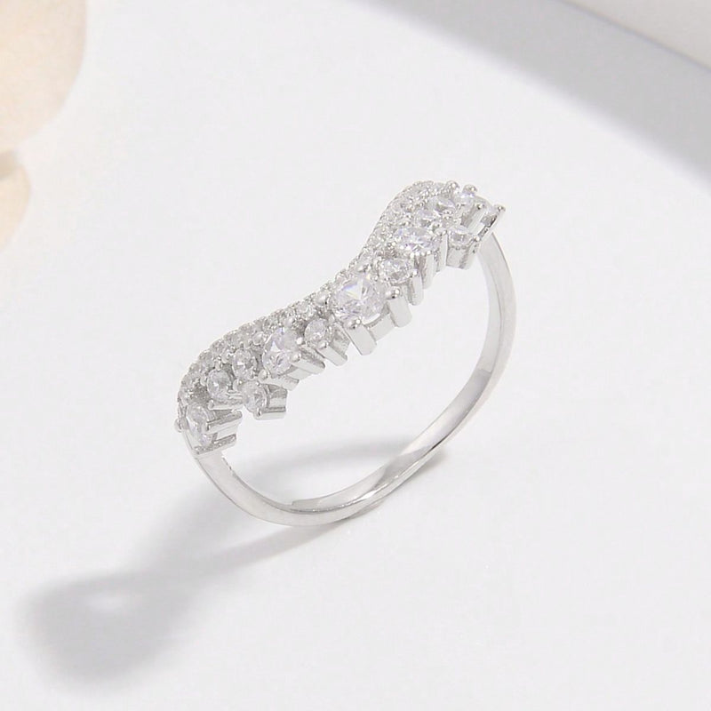 925 Sterling Silver Inlaid Zircon Ring