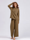 Basic Bae Rolled Round Neck Top and Pants Sweater Set