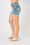 Judy Blue Full Size Button Fly Raw Hem Denim Shorts