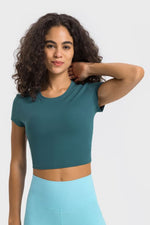 Millennia Round Neck Short Sleeve Cropped Sports T-Shirt