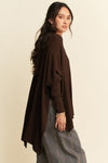 Davi & Dani High-Low Side Slit Batwing Sleeve Top