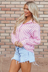 Striped Collared Neck Long Sleeve Shirt