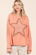 Mittoshop Mineral Wash Star Patch Long Sleeve T-Shirt