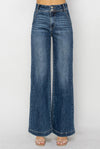 High Rise Double Button Wide Jeans