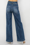 High Rise Double Button Wide Jeans