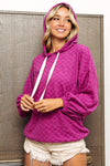 BiBi Brushed Checker Drawstring Long Sleeve Hoodie