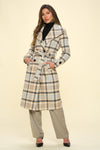 Coalition LA Double-Breasted Plaid Coat with Belt