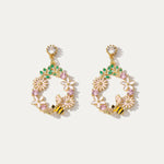 Wreath Shape Zircon Gold-Plated Earrings