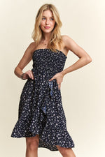 ADORA Smocked Floral Tube Dress with Pockets