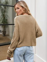 Cable-Knit Round Neck Dropped Shoulder Sweater