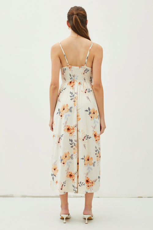 Be Cool Floral Button Down Cami Midi Dress