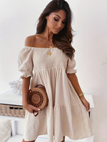 Full Size Ruffled Off-Shoulder Short Sleeve Dress