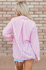 Striped Collared Neck Long Sleeve Shirt