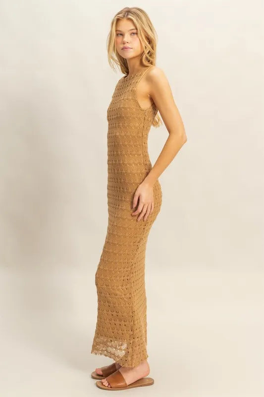 knee length dresses for ladies Desert Rose Crochet Tie-Up Back Maxi Dress White– Selfie Leslie main image 0