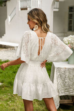 Lace Cutout Surplice Half Sleeve Dress