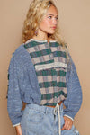 POL Round Neck Long Sleeve Plaid Shirt