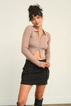 HYFVE Ribbed Double Zip Cropped Cardigan