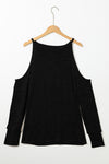 Round Neck Cold Shoulder Long Sleeve Top