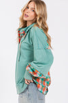 SAGE + FIG Full Size Plaid Print Washed Hoodie