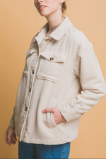 Love Tree Corduroy Button Up Jacket with Sherpa Inside