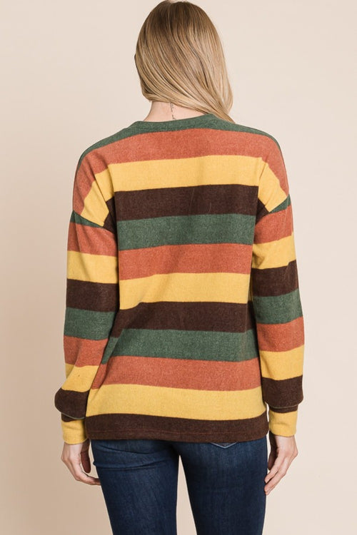 BOMBOM Multi-Color Striped Knit Top