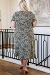 Plus Size Leopard Print Ruffled Midi Dress