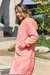 Double Take Full Size Hooded Teddy Bear Jacket with Thumbholes