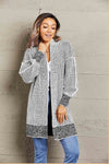 Woven Right Heathered Open Front Longline Cardigan