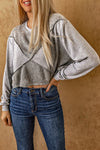 Double Take Exposed Seam Round Neck Cropped Top