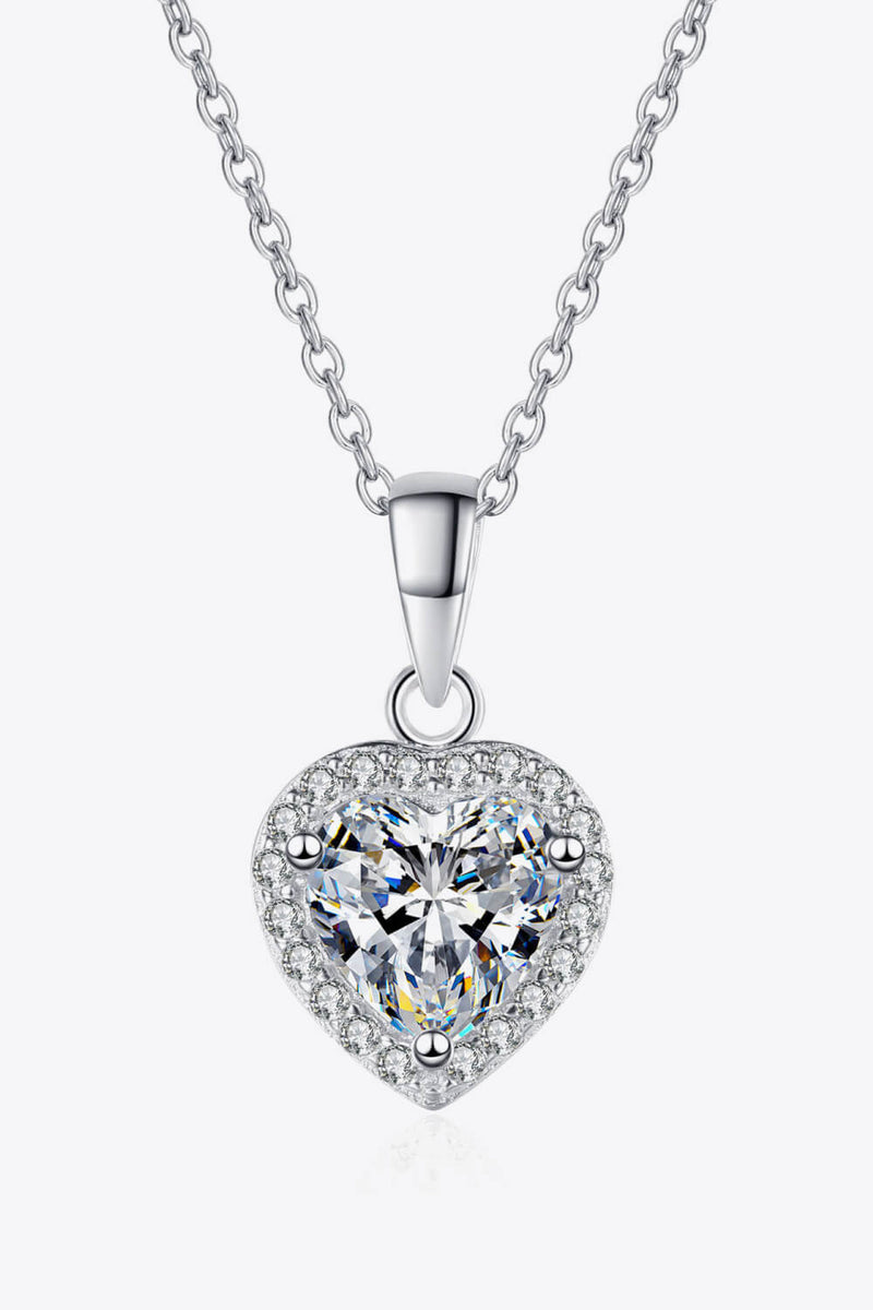 1 Carat Moissanite Heart Pendant Chain Necklace - Boutique Darling