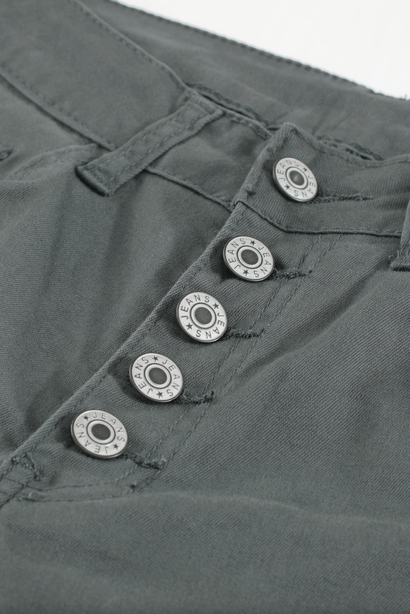 Button Fly Hem Detail Skinny Jeans